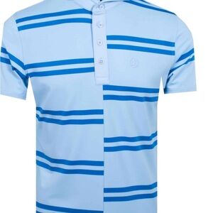 NEW G/FORE Mens Striped Offset Golf Polo Shirt Size Small Blue Short Sleeve